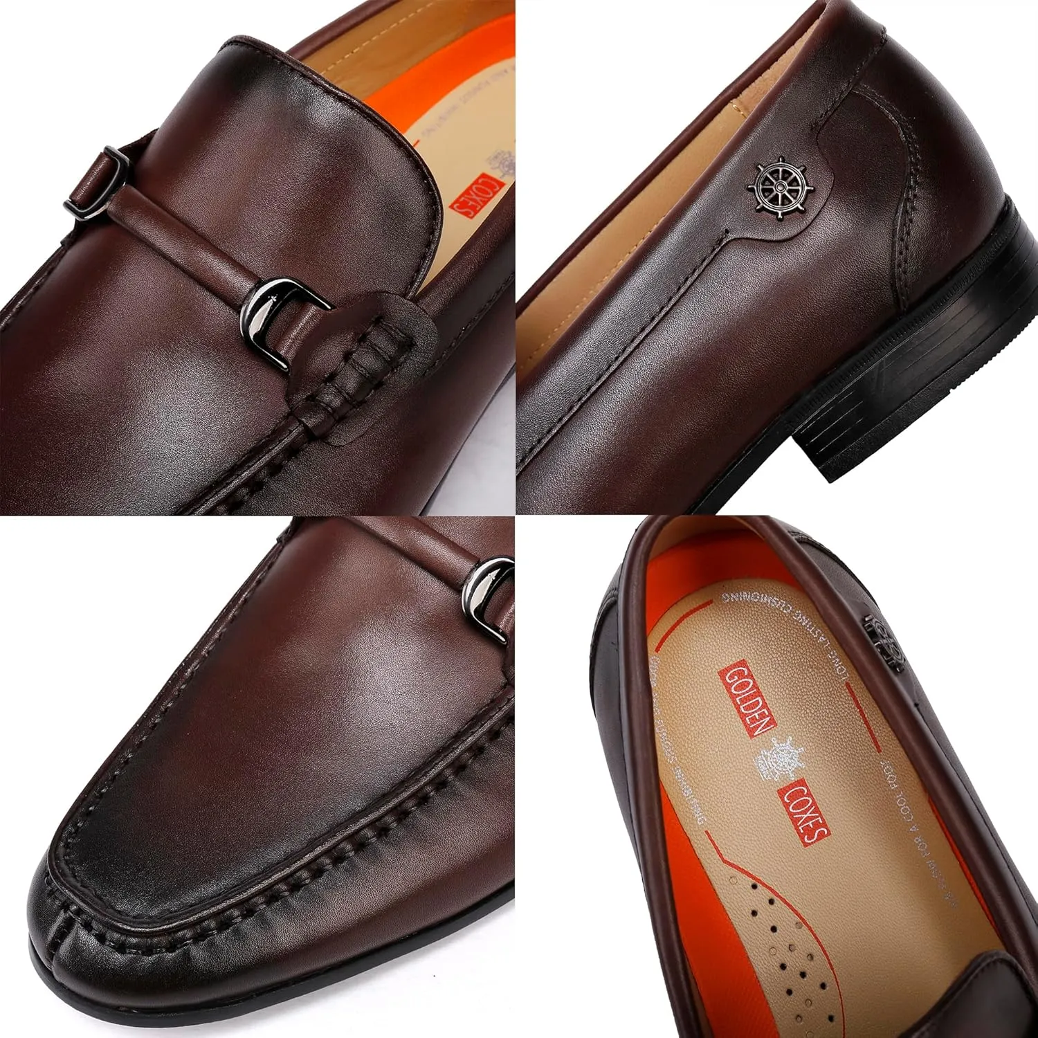 Mens Buckle Dress Shoes Loafers Classic Leather Business Dress Loafer Formal Slip On Penny Loafer Shoes