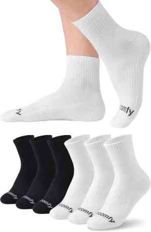 Men's Cotton Ankle Socks with Cushioned Bottom and Arch Compression for Running, Sports, Everyday Wear (6 Pairs)