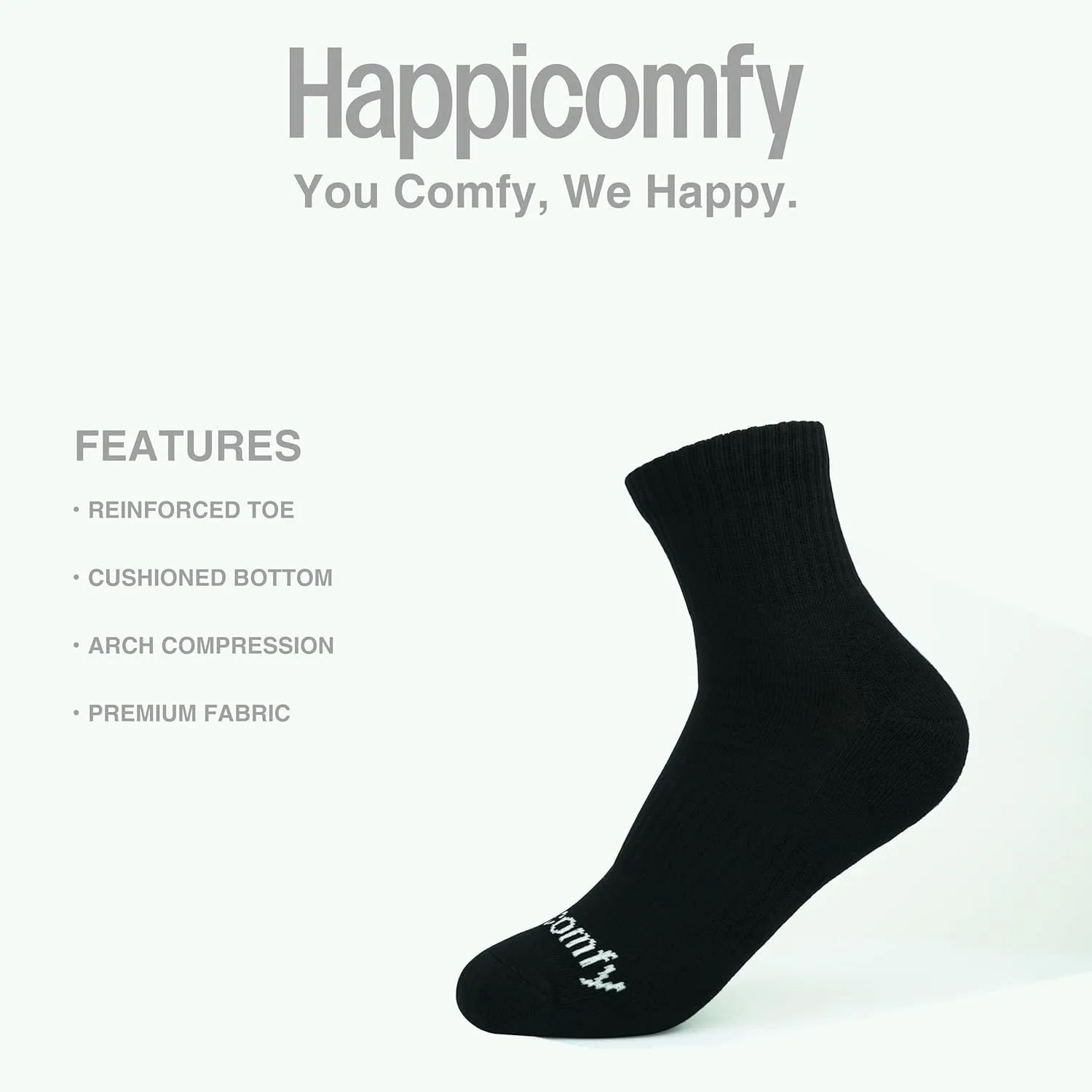 Men's Cotton Ankle Socks with Cushioned Bottom and Arch Compression for Running, Sports, Everyday Wear (6 Pairs)