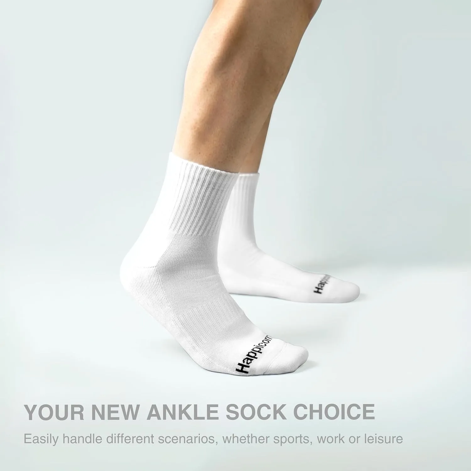 Men's Cotton Ankle Socks with Cushioned Bottom and Arch Compression for Running, Sports, Everyday Wear (6 Pairs)