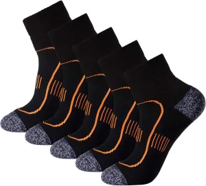 Men's Cushioned Anti Odor Blister Proof Quarter Crew Low Cut Compression Running Trekking Socks