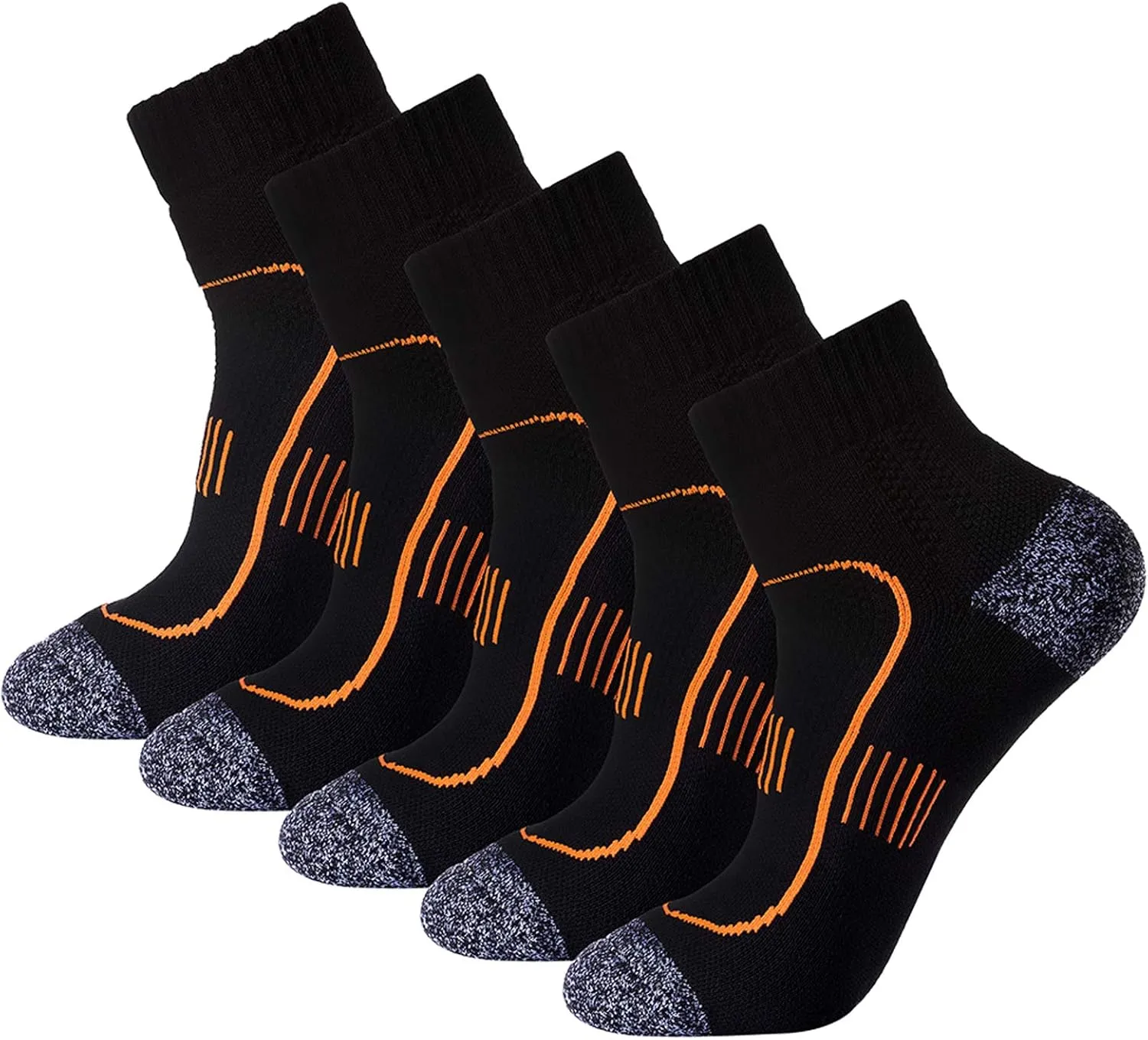 Men's Cushioned Anti Odor Blister Proof Quarter Crew Low Cut Compression Running Trekking Socks