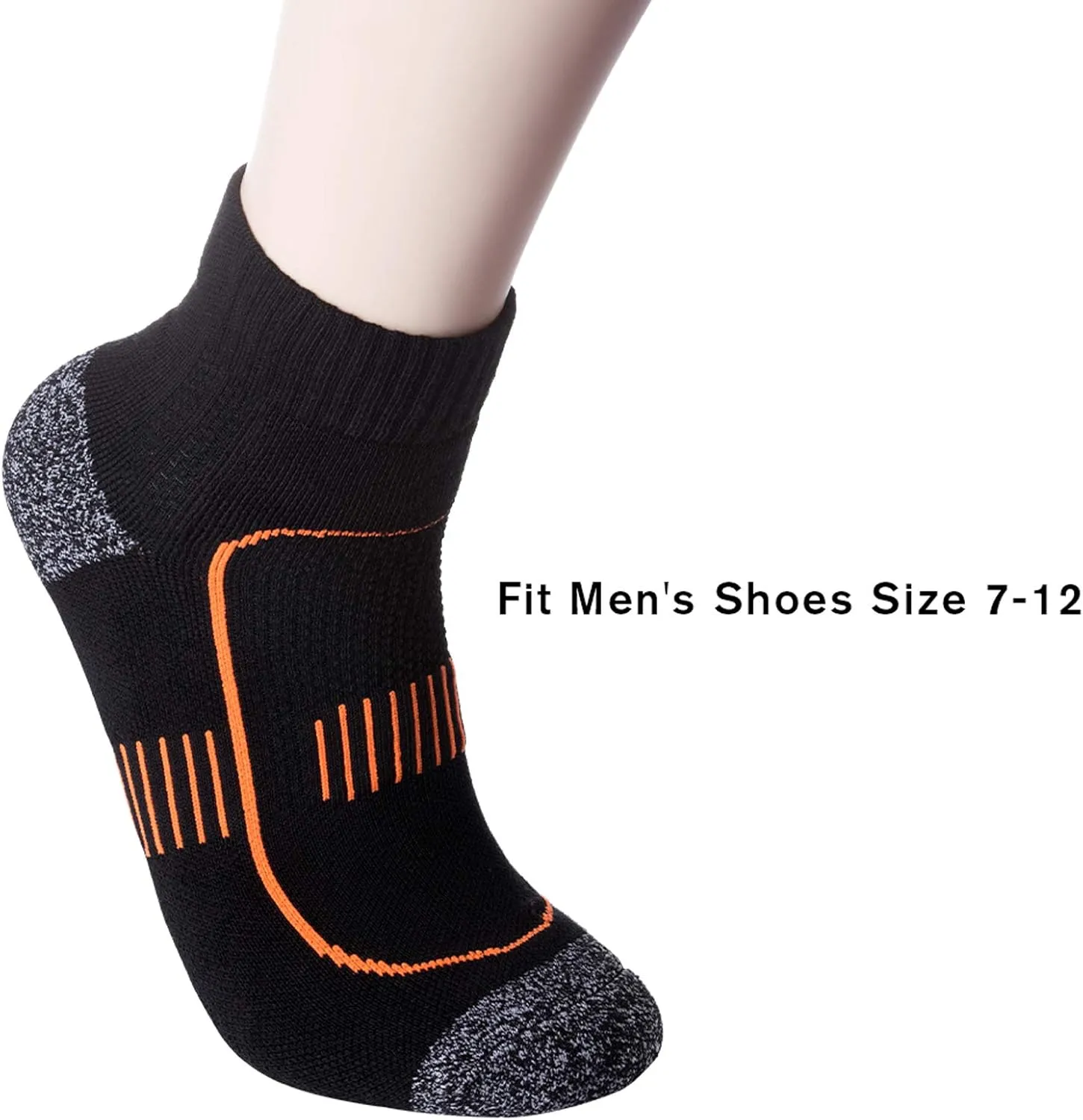 Men's Cushioned Anti Odor Blister Proof Quarter Crew Low Cut Compression Running Trekking Socks