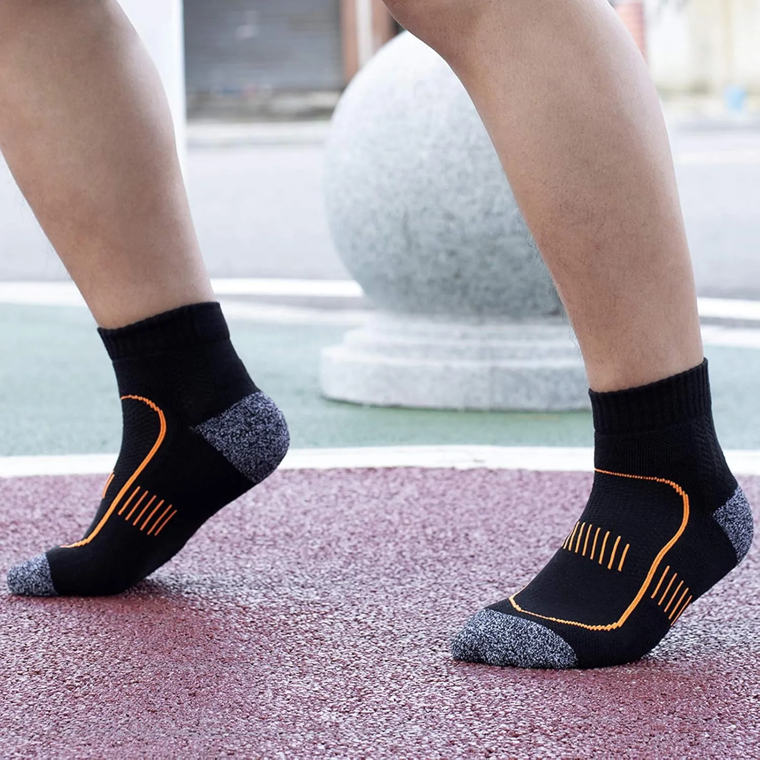 Men's Cushioned Anti Odor Blister Proof Quarter Crew Low Cut Compression Running Trekking Socks