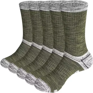 Men's Cushioned Outdoor Hiking Socks For Men, Sweat Wicking Cotton Casual Everyday Work Atheltic Crew Socks, 5 Pairs