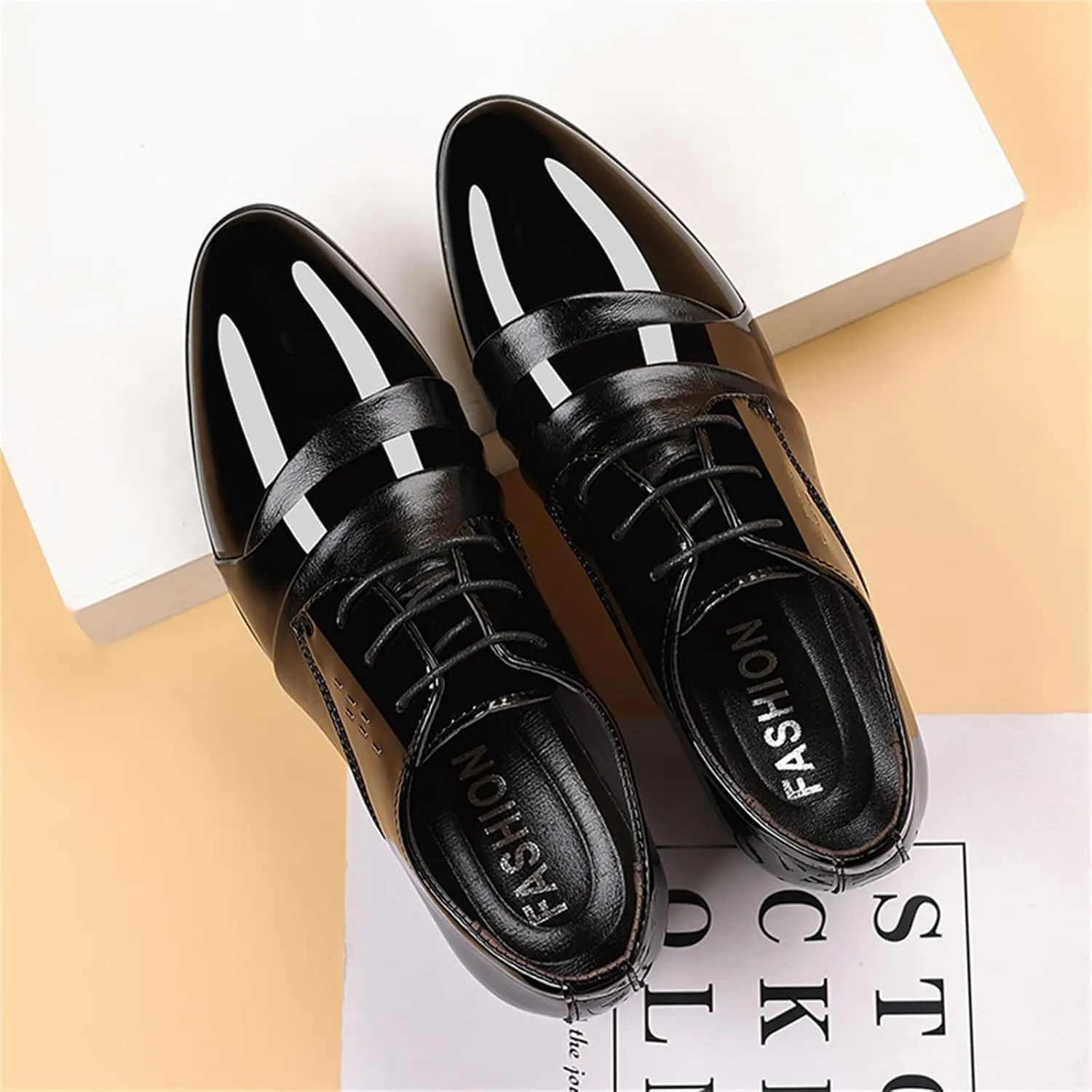 Men's Elegant Patent Leather Dress Shoes Formal Business Oxfords High Gloss Dressy Derby Shoes Tuxedo Weeding Prom