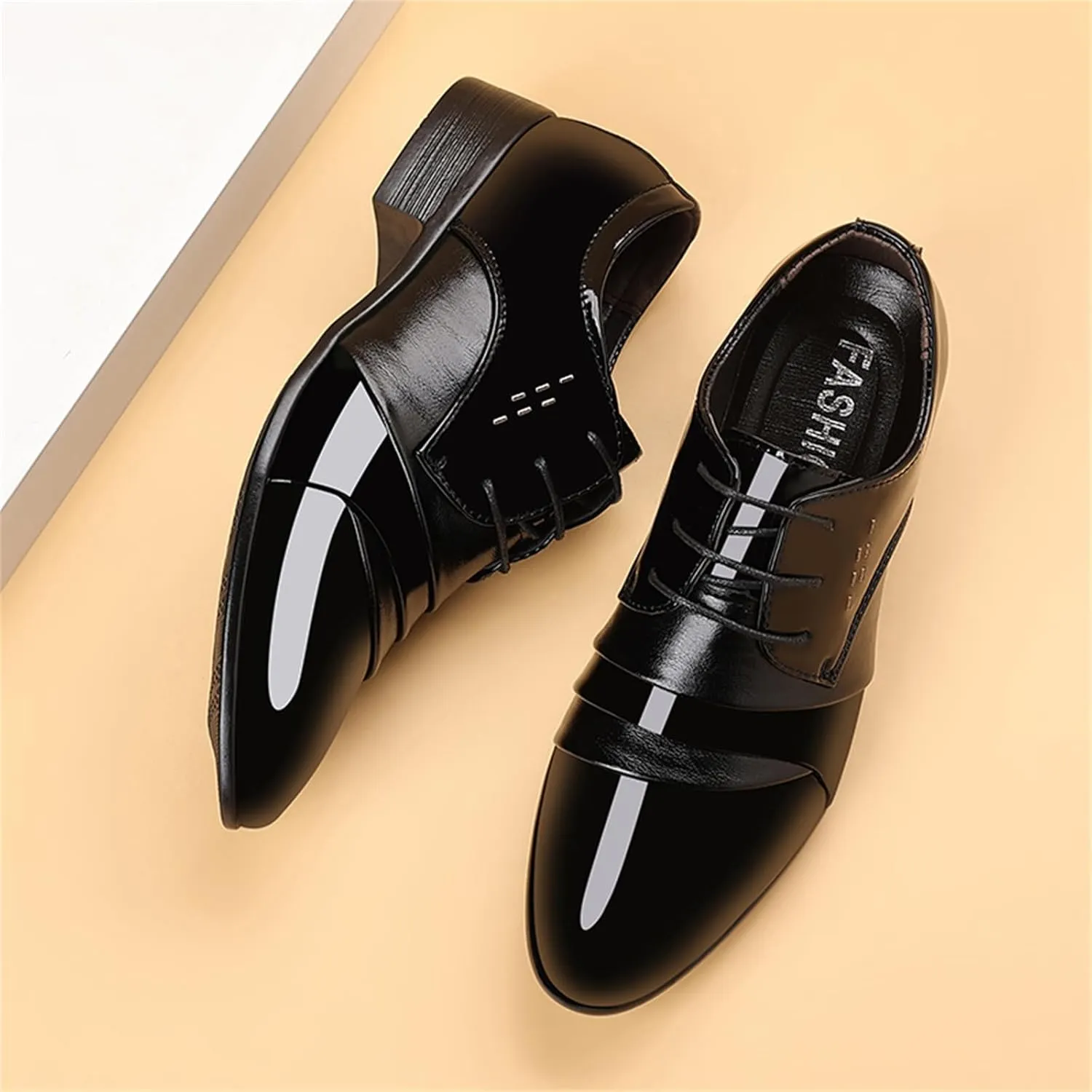 Men's Elegant Patent Leather Dress Shoes Formal Business Oxfords High Gloss Dressy Derby Shoes Tuxedo Weeding Prom