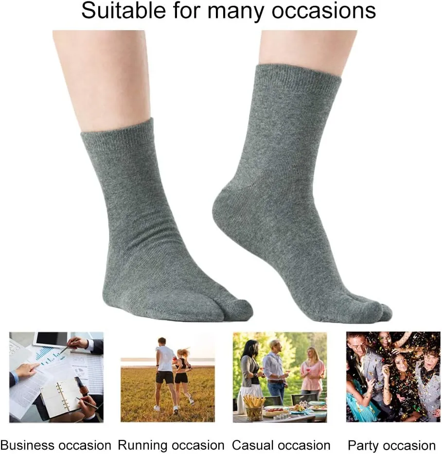 Men's Flip Flop Socks Tabi Split Toe Geta Wicking Cotton Pack of 4