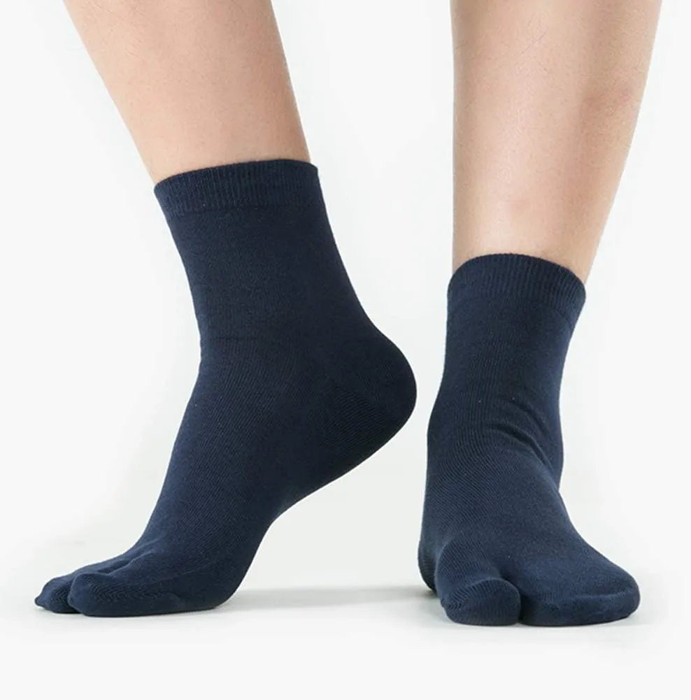 Men's Flip Flop Socks Tabi Split Toe Geta Wicking Cotton Pack of 4