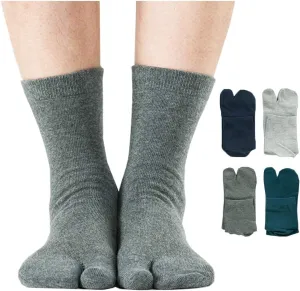 Men's Flip Flop Socks Tabi Split Toe Geta Wicking Cotton Pack of 4