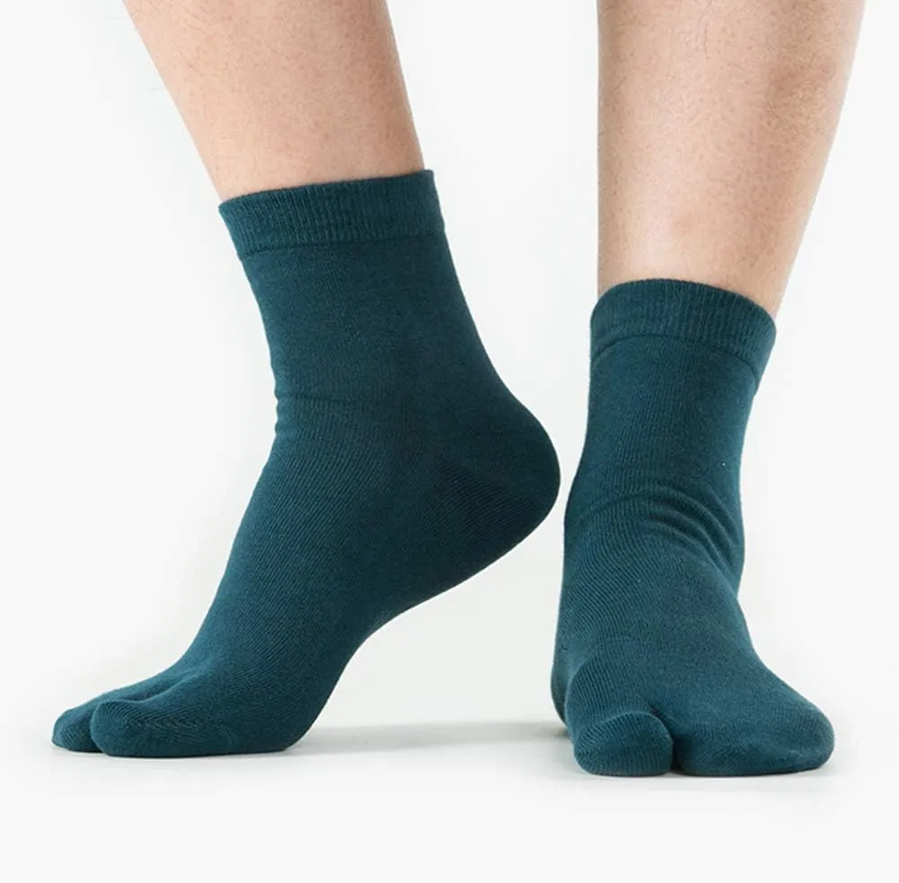 Men's Flip Flop Socks Tabi Split Toe Geta Wicking Cotton Pack of 4
