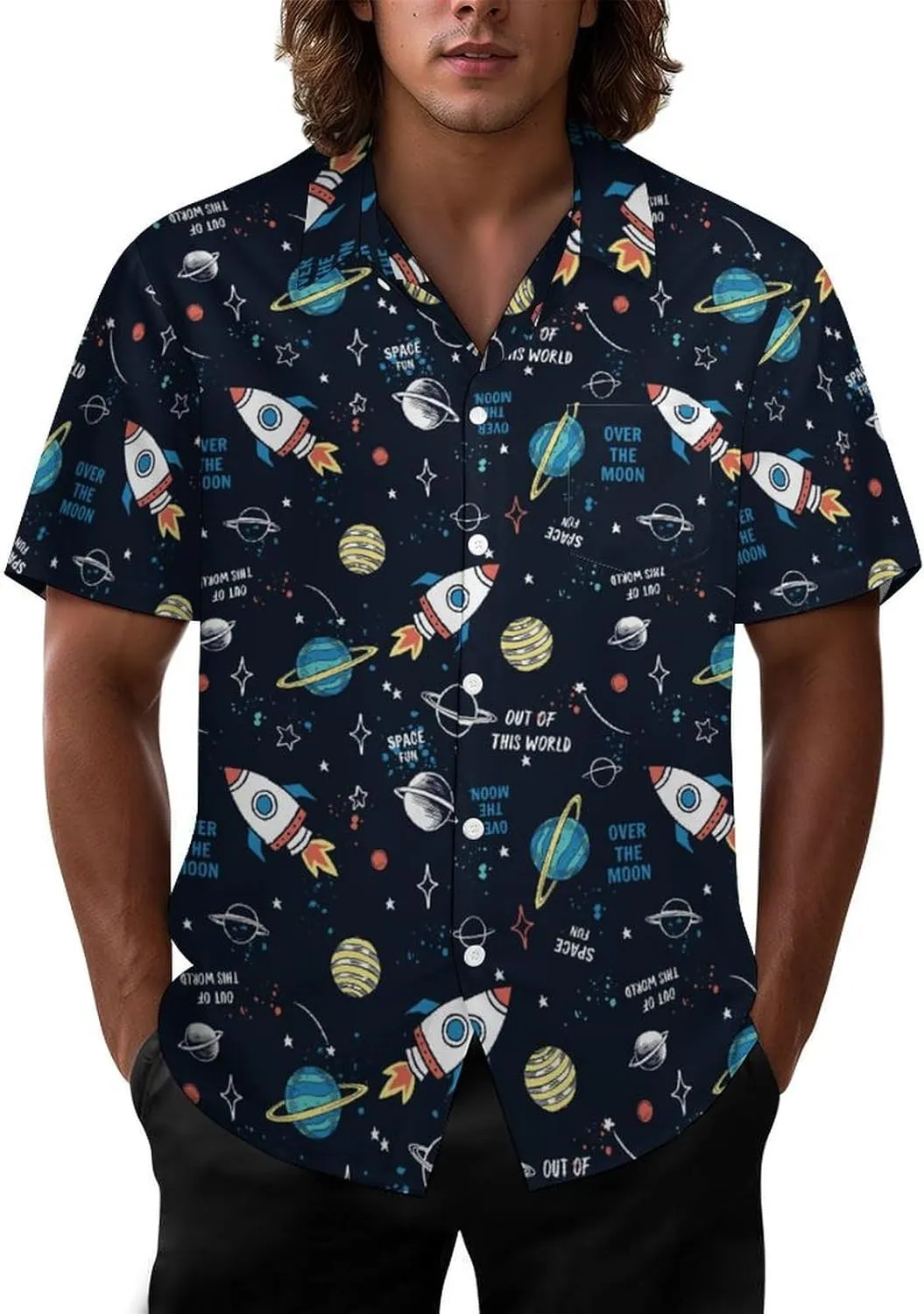Mens Hawaiian Shirt Casual Button Down Short Sleeve Tropical Beach Holiday Aloha Party Shirt for Men Funny