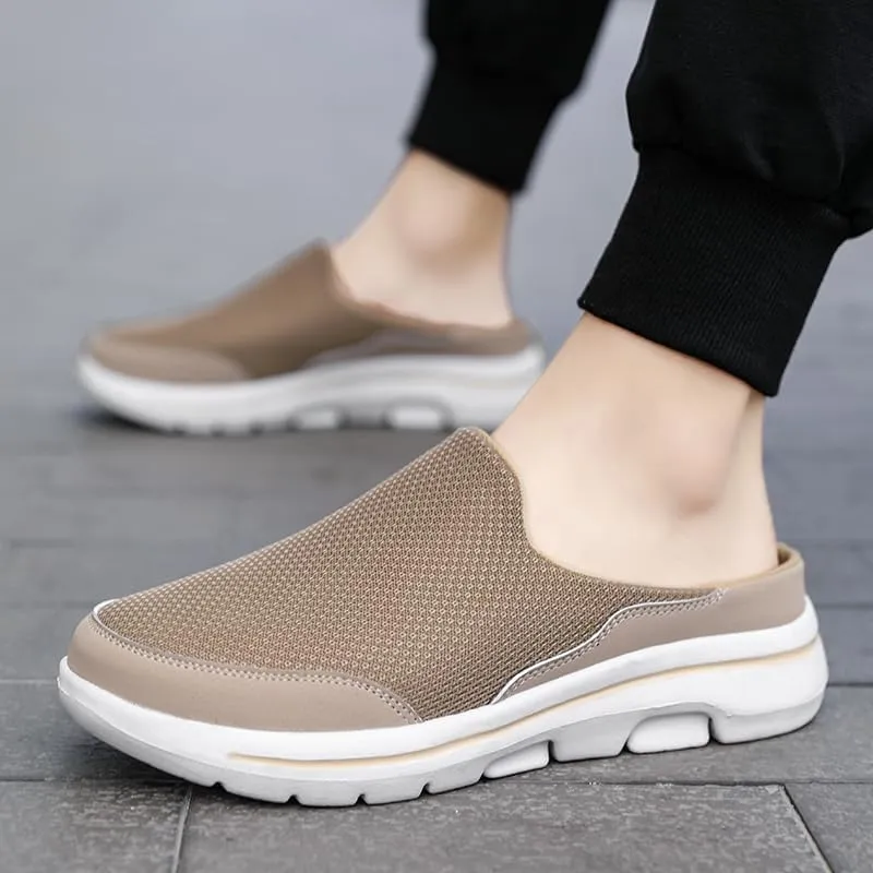 Men's Mesh House Slippers, Slip-on Mules, Indoor, Slipons,Stylish Wide Summer Shoe,Lightweight, Washable