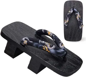 Men's Slippers Breathable Wooden Sandals, Flip Flop Two-Teeth Japanese Style Shoes, Heighten Wood Slippers, Clogs Sandals Traditional, Geta Sandals (Color : C, Size : EUR45-46)