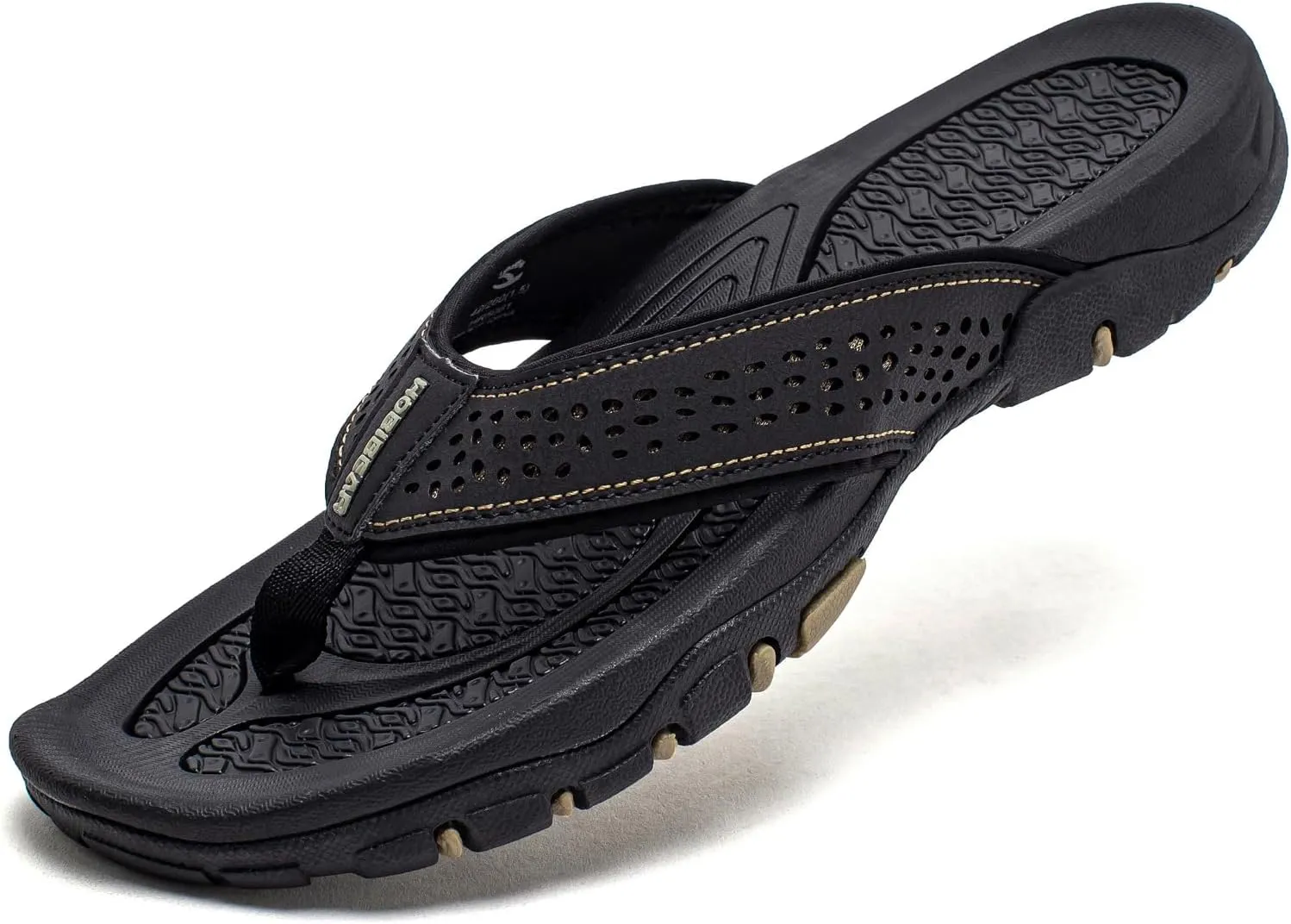 Men's Sport Flip Flops Comfort Breathable Casual Leather Beach Sandals Indoor and Outdoor Arch Support Flip Flops