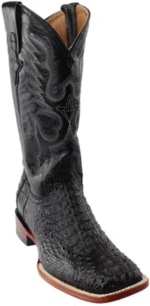 Mens Square Toe Casual Boots Mid Calf - Black