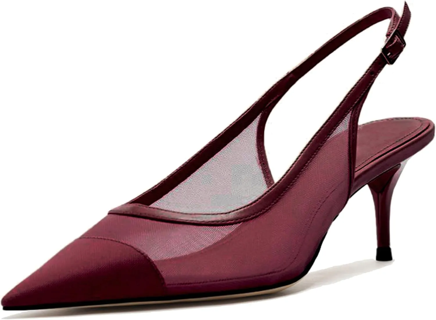 Mesh Kitten Heels for Women Slingback Design with Pointed Toe Breathable and Stylish Elegant Low Heel for Comfort and Sophistication