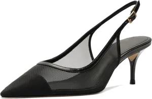 Mesh Kitten Heels for Women Slingback Design with Pointed Toe Breathable and Stylish Elegant Low Heel for Comfort and Sophistication