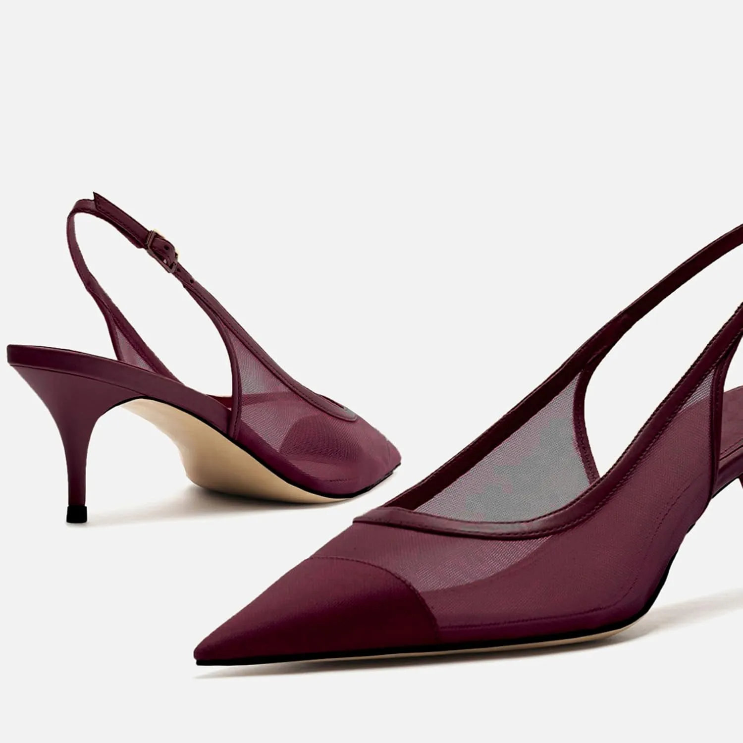 Mesh Kitten Heels for Women Slingback Design with Pointed Toe Breathable and Stylish Elegant Low Heel for Comfort and Sophistication