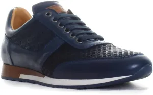 Mezlan - Maxim - Men's Luxury Dress Sneaker - Embossed Suede & Smooth Calfskin - Handcrafted in Spain