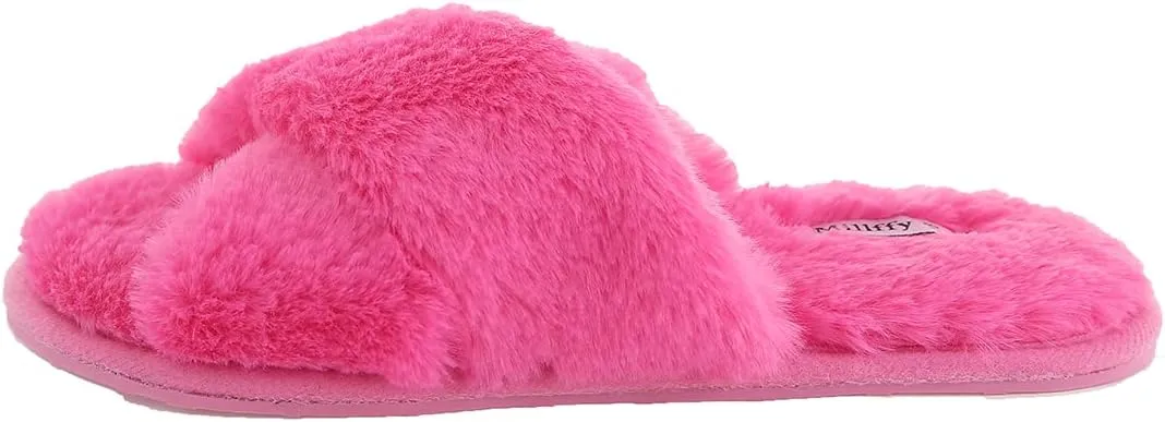 Millffy Fuzzy Fluffy Open Toe Slippers for Summer Warm Comfy flip Flop Slippers for Women Slip on