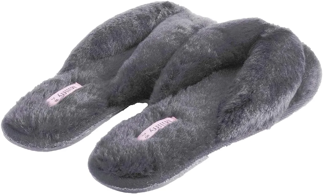 Millffy Fuzzy Fluffy Open Toe Slippers for Summer Warm Comfy flip Flop Slippers for Women Slip on