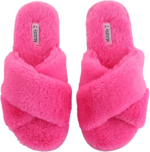 Millffy Fuzzy Fluffy Open Toe Slippers for Summer Warm Comfy flip Flop Slippers for Women Slip on