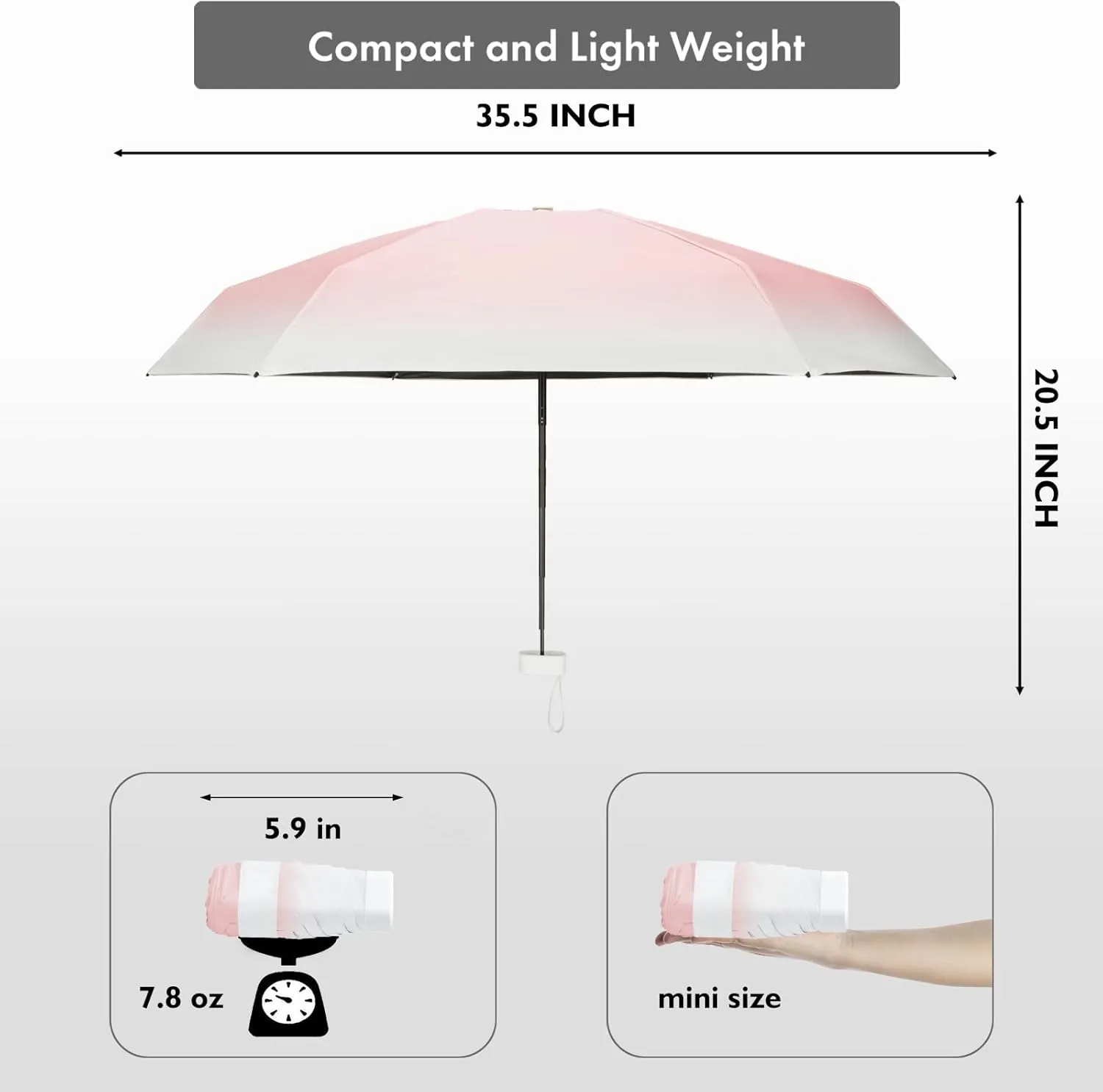 Mini Travel Umbrella Purse with Case Compact, Lightweight, UV Umbrella UPF 50  Sun Protection, Windproof Portable Parasol for Women, Men & Kids