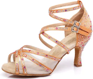 Minishion Womens Rhinestones Dancing Sandals Elegant Mesh Wedding Prom Shoes