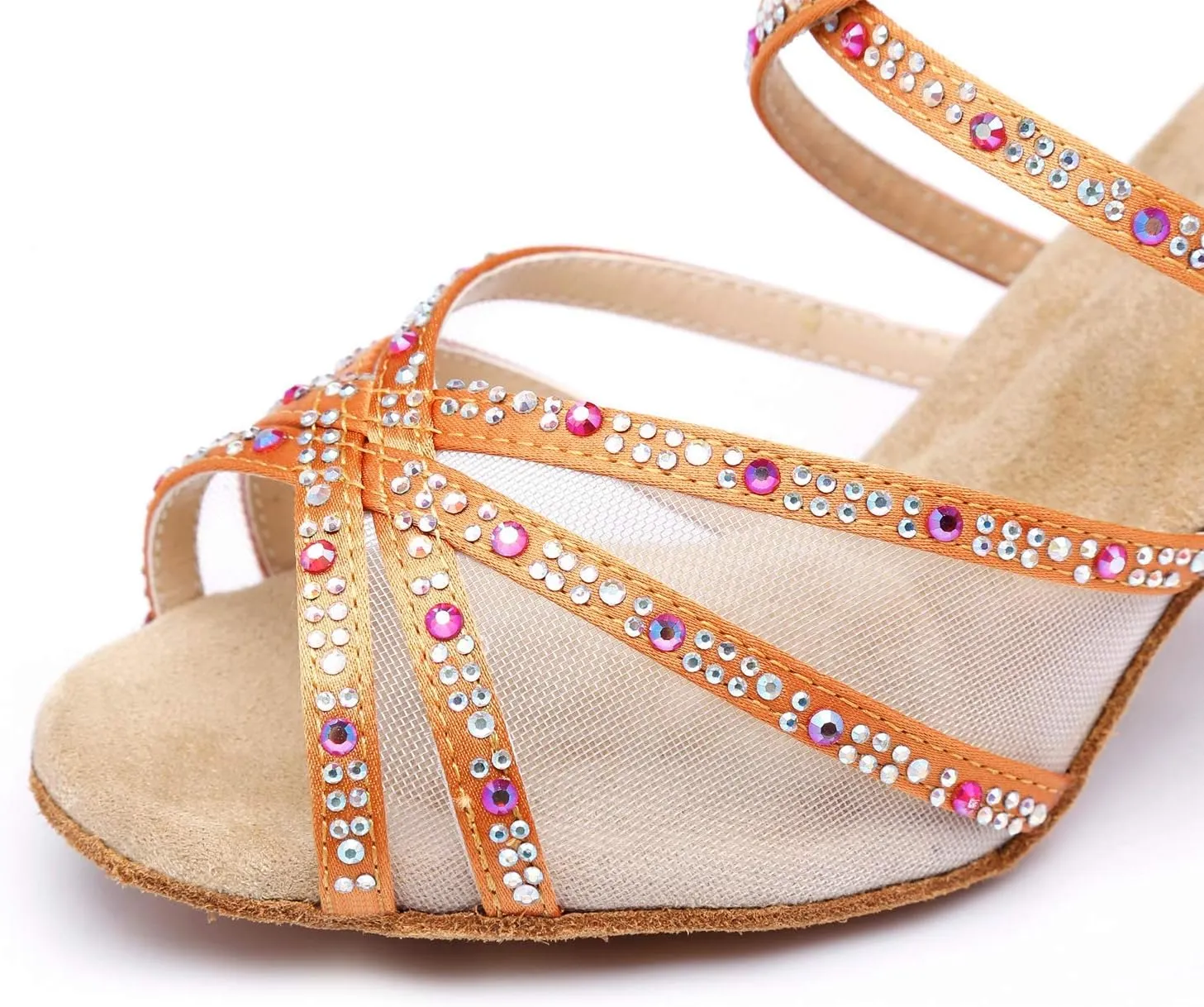 Minishion Womens Rhinestones Dancing Sandals Elegant Mesh Wedding Prom Shoes