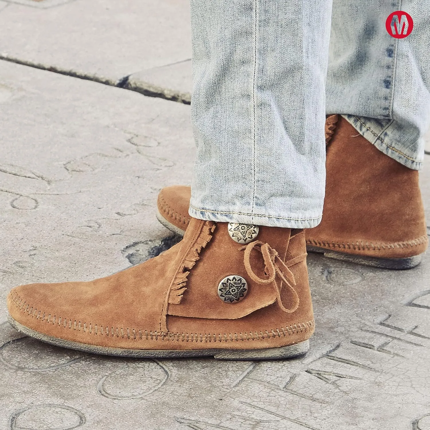 Minnetonka Men's Button Softsole and Hardsole Boot
