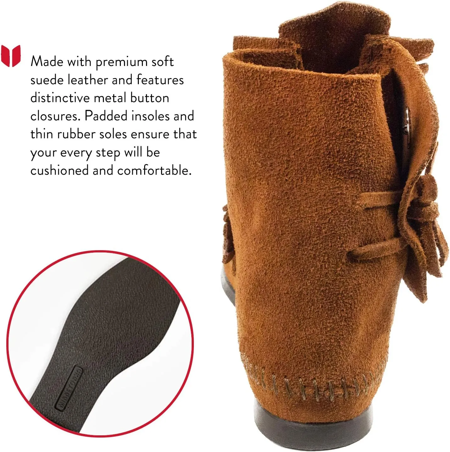 Minnetonka Men's Button Softsole and Hardsole Boot
