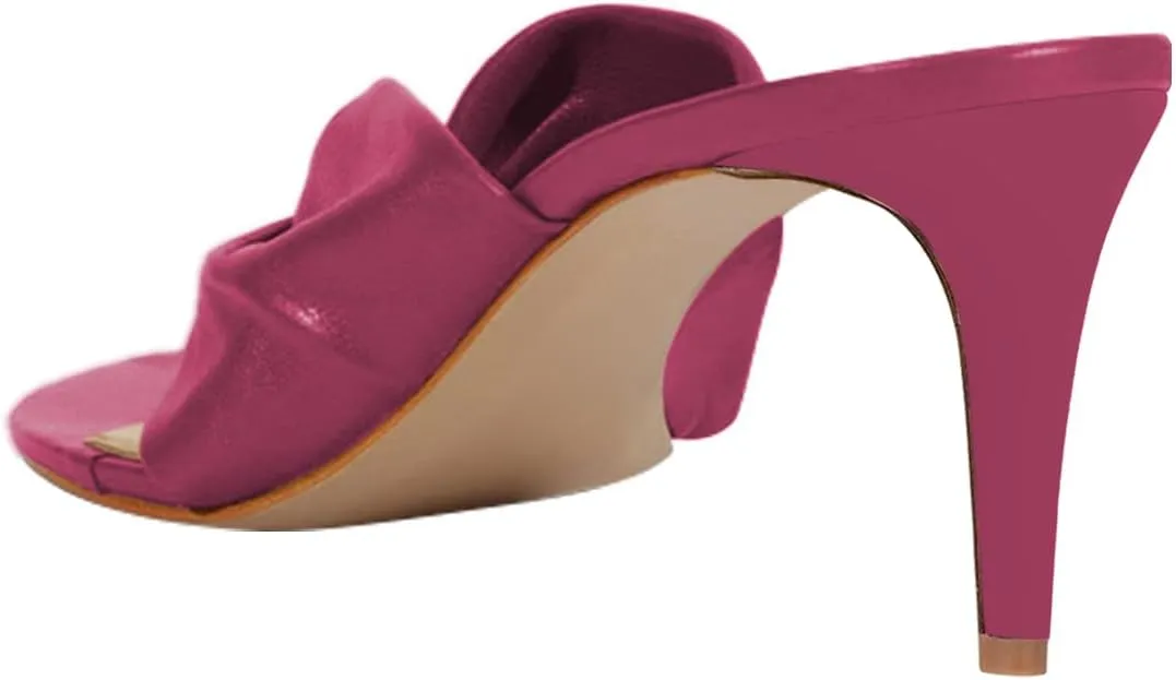 miss left Women Chic Open Pointed Toe Thong Slide Sandals Thin Mid Heel Slip on Flip Flops Fashion Summer Dressy Mules Size 4-16 US