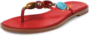 miss left Women Jewelled Strap Open Toe Flip Flops Comfortable Insole Slip on Thong Flat Sandals Classic Summer Beach Indoor Outdoor Slippers Size 4-16 US