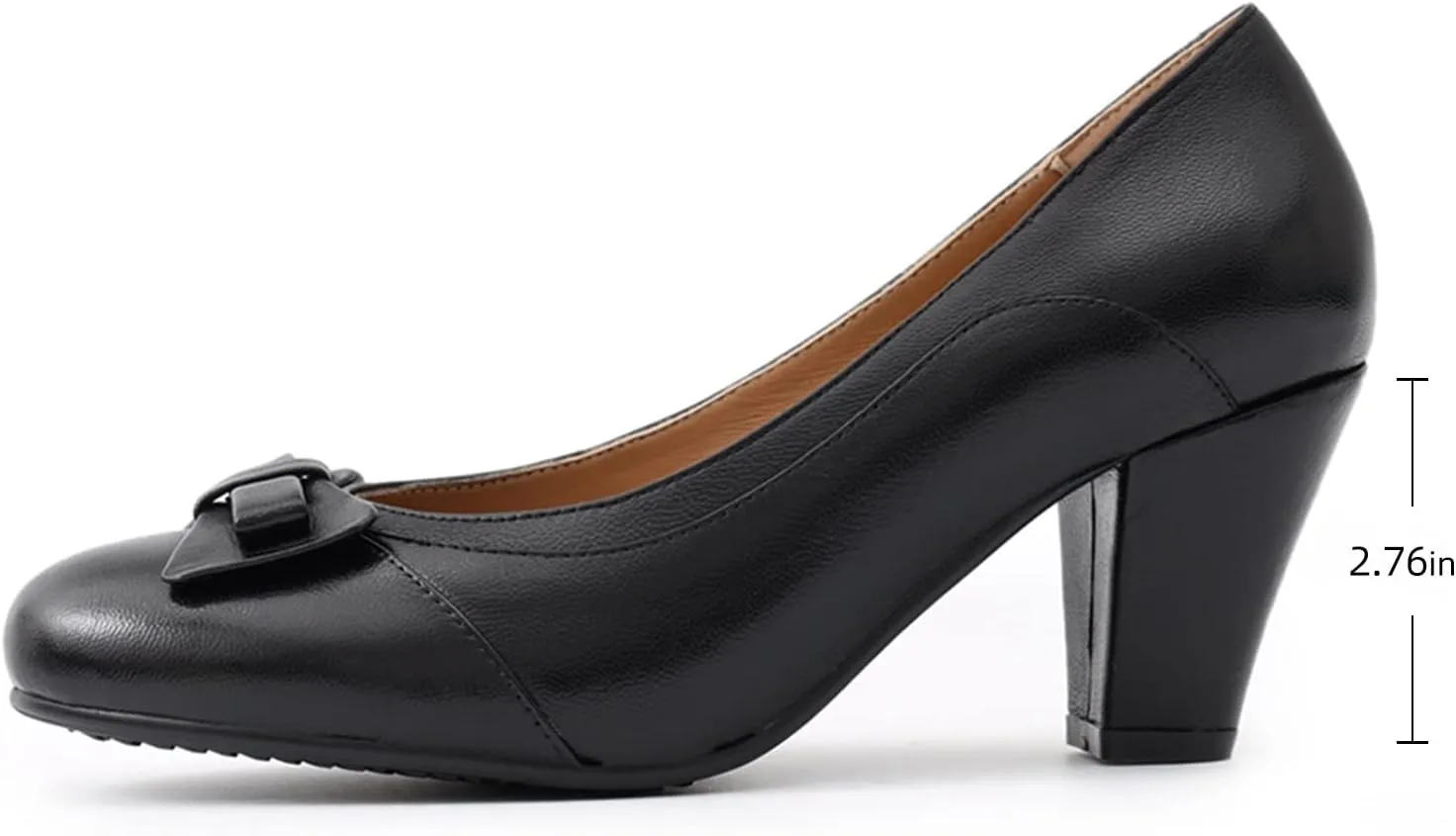 Mona flying Leather Mid Chunky Pumps Elegant Women Slip On Classic Comfortable Elegant Handmade Work Shoes