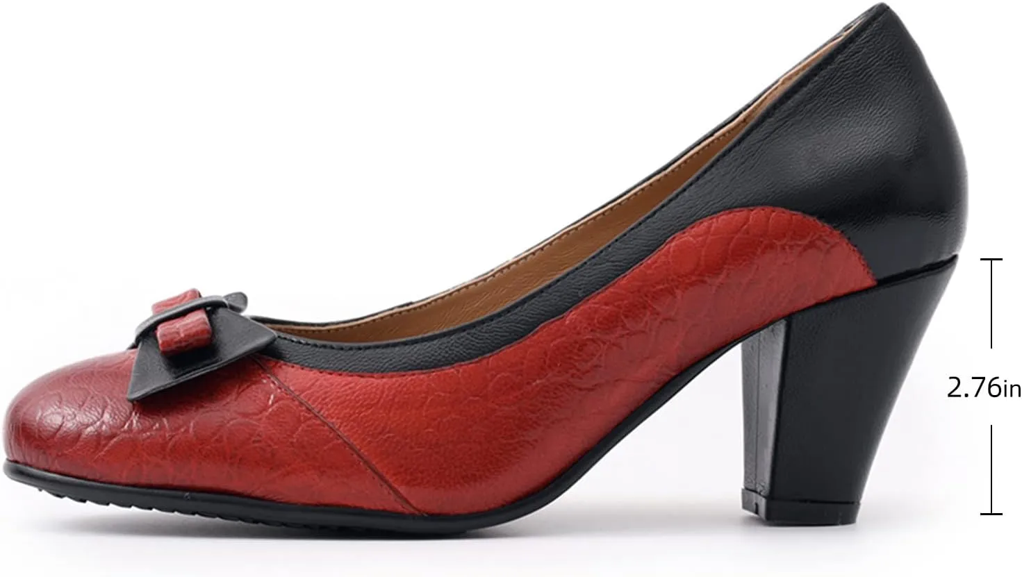 Mona flying Leather Mid Chunky Pumps Elegant Women Slip On Classic Comfortable Elegant Handmade Work Shoes