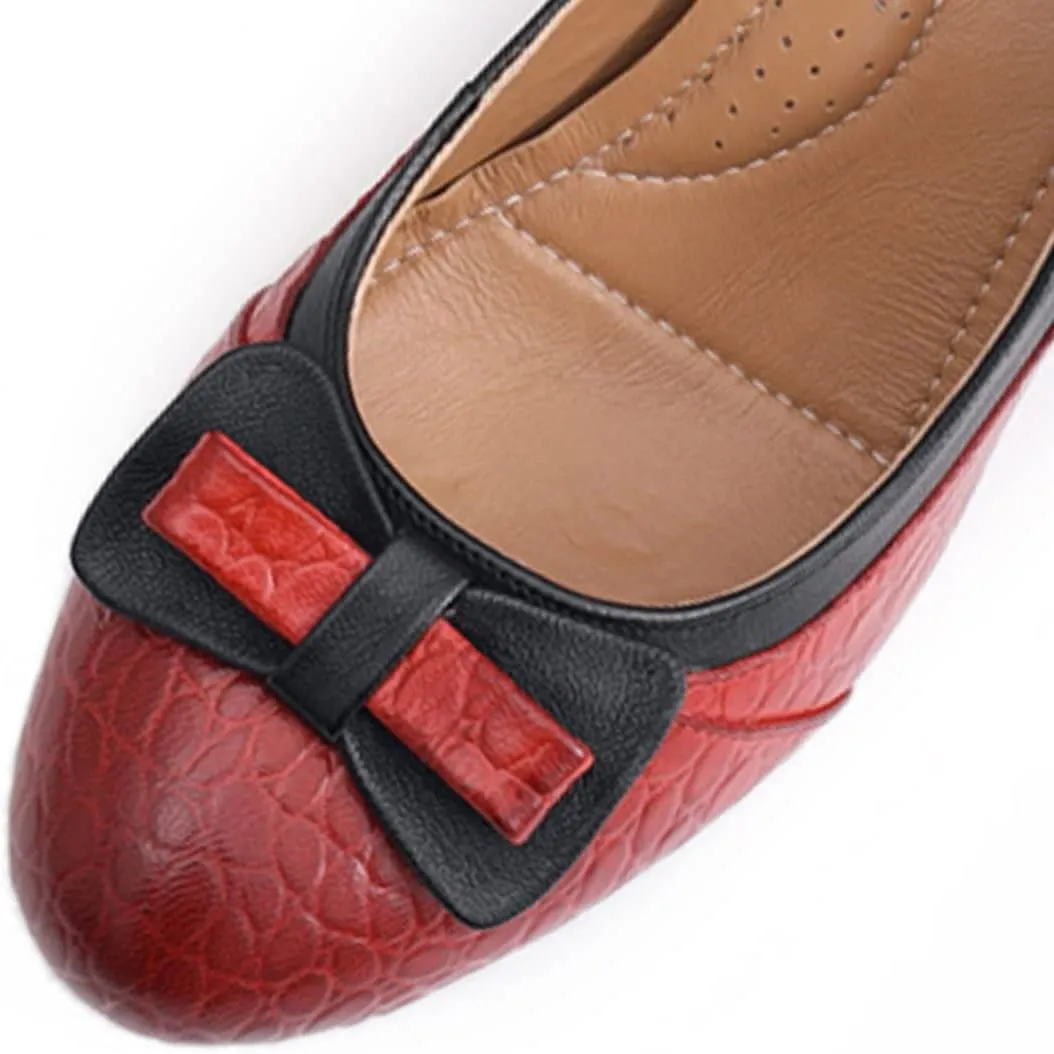 Mona flying Leather Mid Chunky Pumps Elegant Women Slip On Classic Comfortable Elegant Handmade Work Shoes