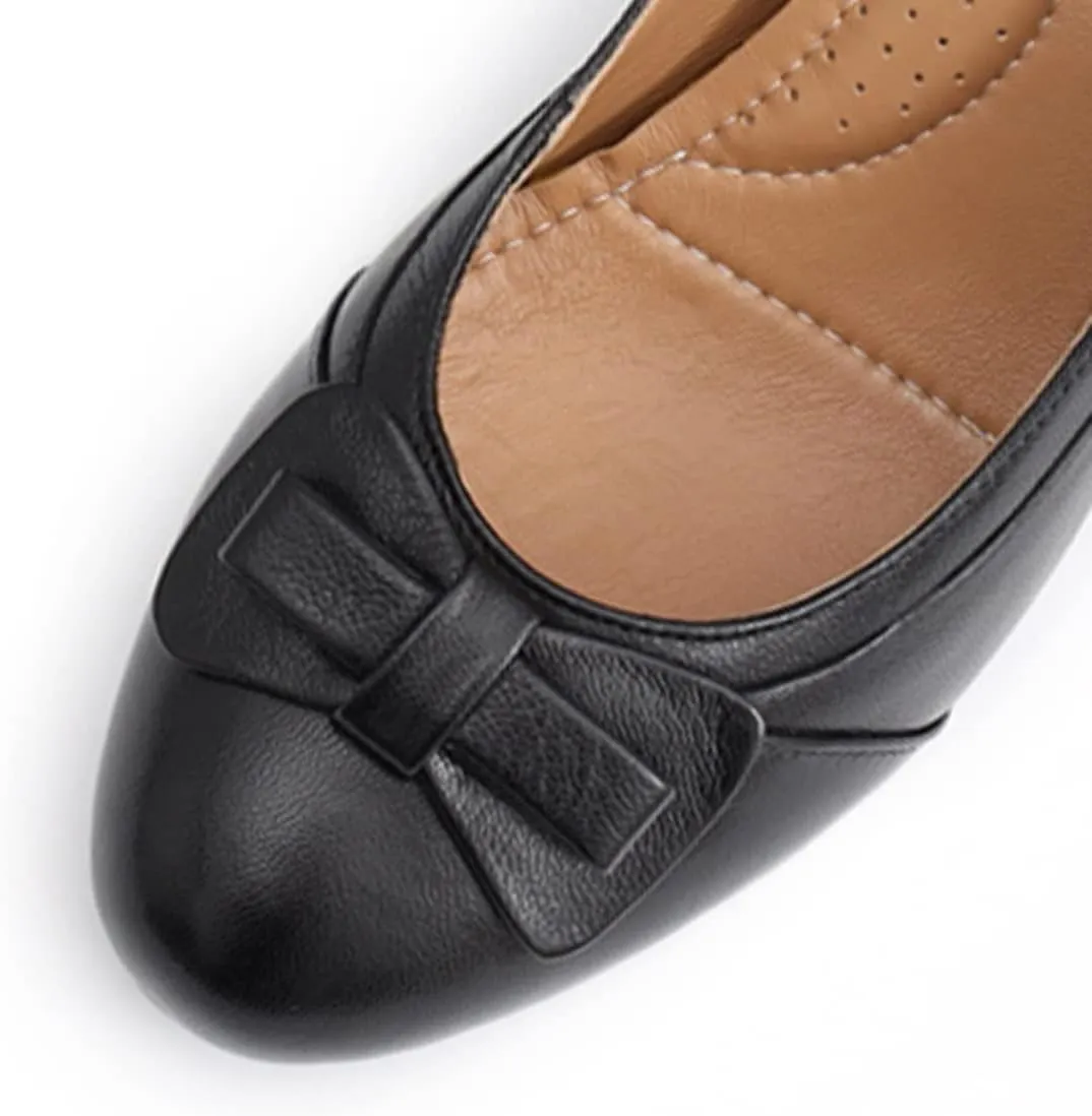 Mona flying Leather Mid Chunky Pumps Elegant Women Slip On Classic Comfortable Elegant Handmade Work Shoes