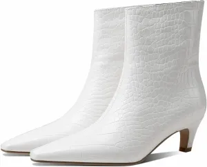 MOOMMO Women Vintage Kitten Heel Ankle Boots Square Closed Toe Pull On 2 Inch Heel Western Boots Wide Calf Crocodile Short Boots Slouch Suede Dress Booties Fashion Retro Comfort Fall Spring 4-11 M US