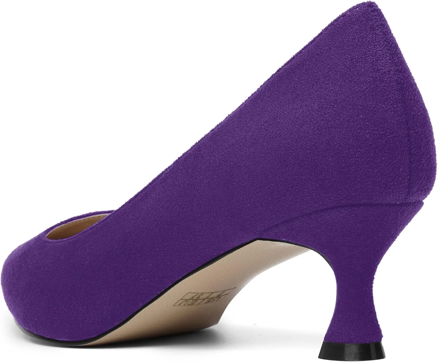MOVINSTEPS Womens Pointed Toe Bridal Slip On Suede Dress Kitten Low Heel Pumps Shoes 2 Inch
