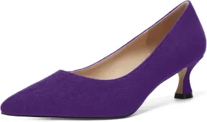 MOVINSTEPS Womens Pointed Toe Bridal Slip On Suede Dress Kitten Low Heel Pumps Shoes 2 Inch