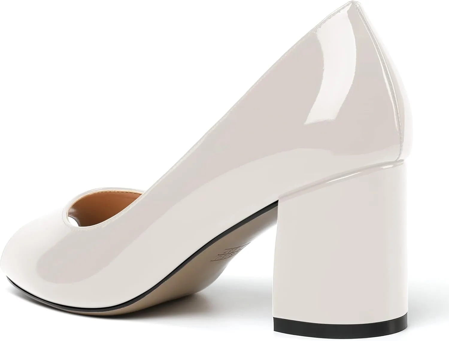 MOVINSTEPS Womens Slip On Dating Peep Toe Dress Patent Block Mid Heel Pumps Shoes 2.5 Inch