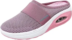 Mules for Women Comfortable Summer Comfort Mesh Hollow Out Backless Walking Sneakers Trendy Slip On Diabetic Air-Cushion Orthopedic Shoes BreathableWedge Platform Slippers with Arch Support