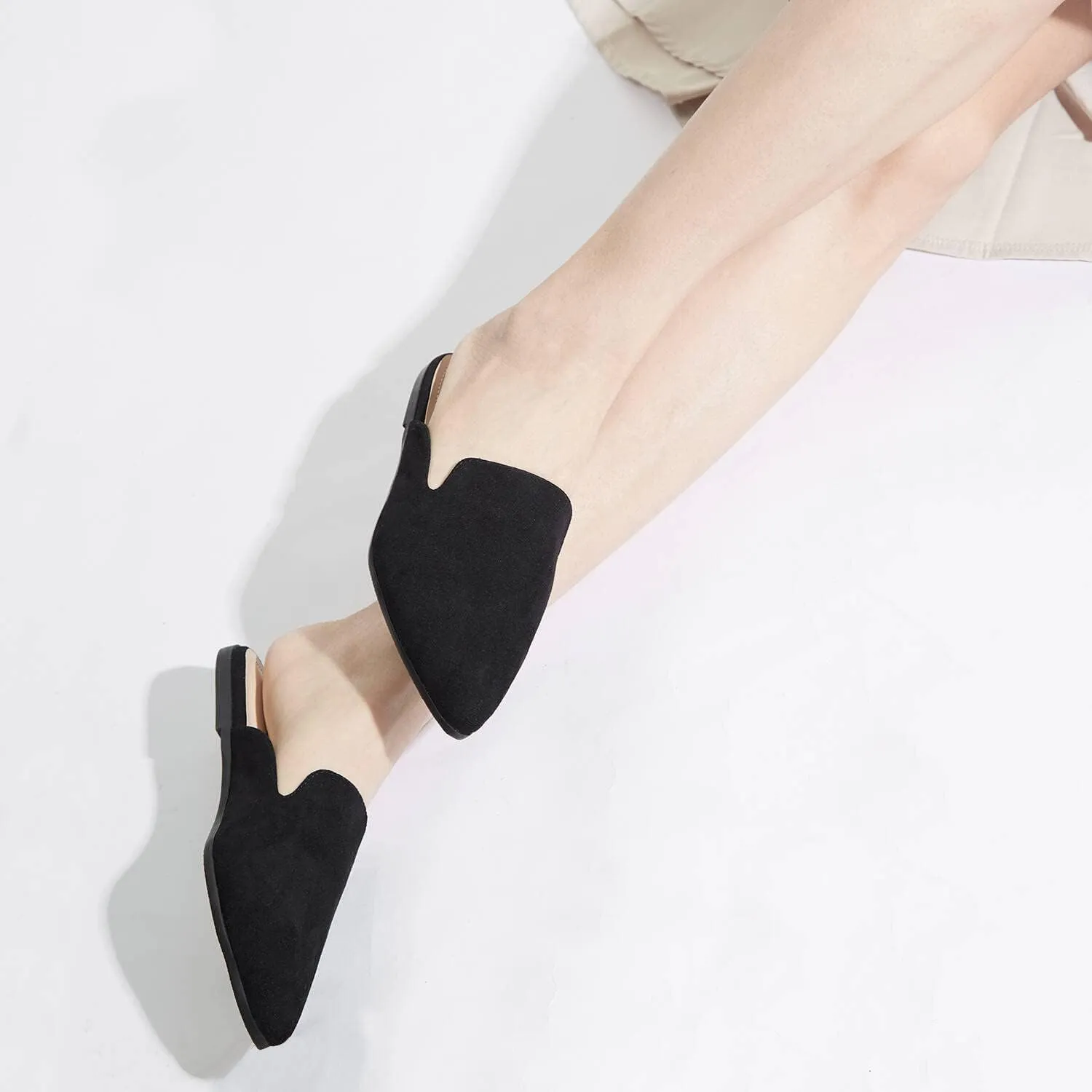Mules for Women Flats Pointed Toe Slip On Slides Loafer Shoes