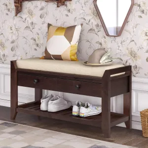 Multipurpose Shoe Rack with Cushioned Seat, Stylish Entryway Storage Bench in Espresso for Comfort and Organization