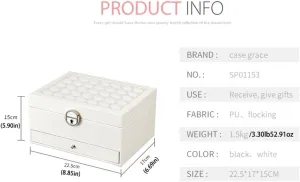 MUSUMI Jewelry Box Multilayer Jewelry Box Storage Box PU Leather Velvet Storage Box Watch Earring Necklace Ring Jewelry Box 8.85 Inches Jewelry Boxes and Organizers (White)