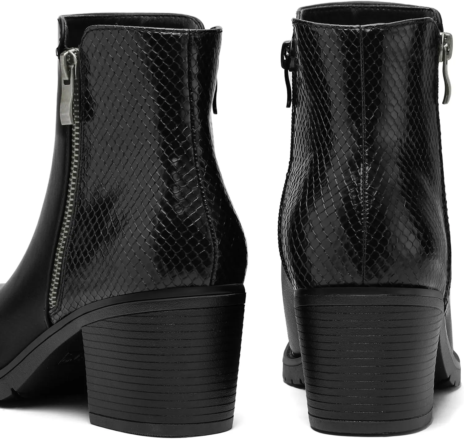mysoft Women's Ankle Boots Low Chunky Stacked Heel Booties With Side Zipper