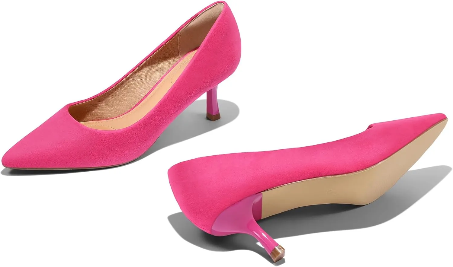 mysoft Women's Pumps 2 inch Kitten Heel Pointed Toe Low Heel Dress Shoes