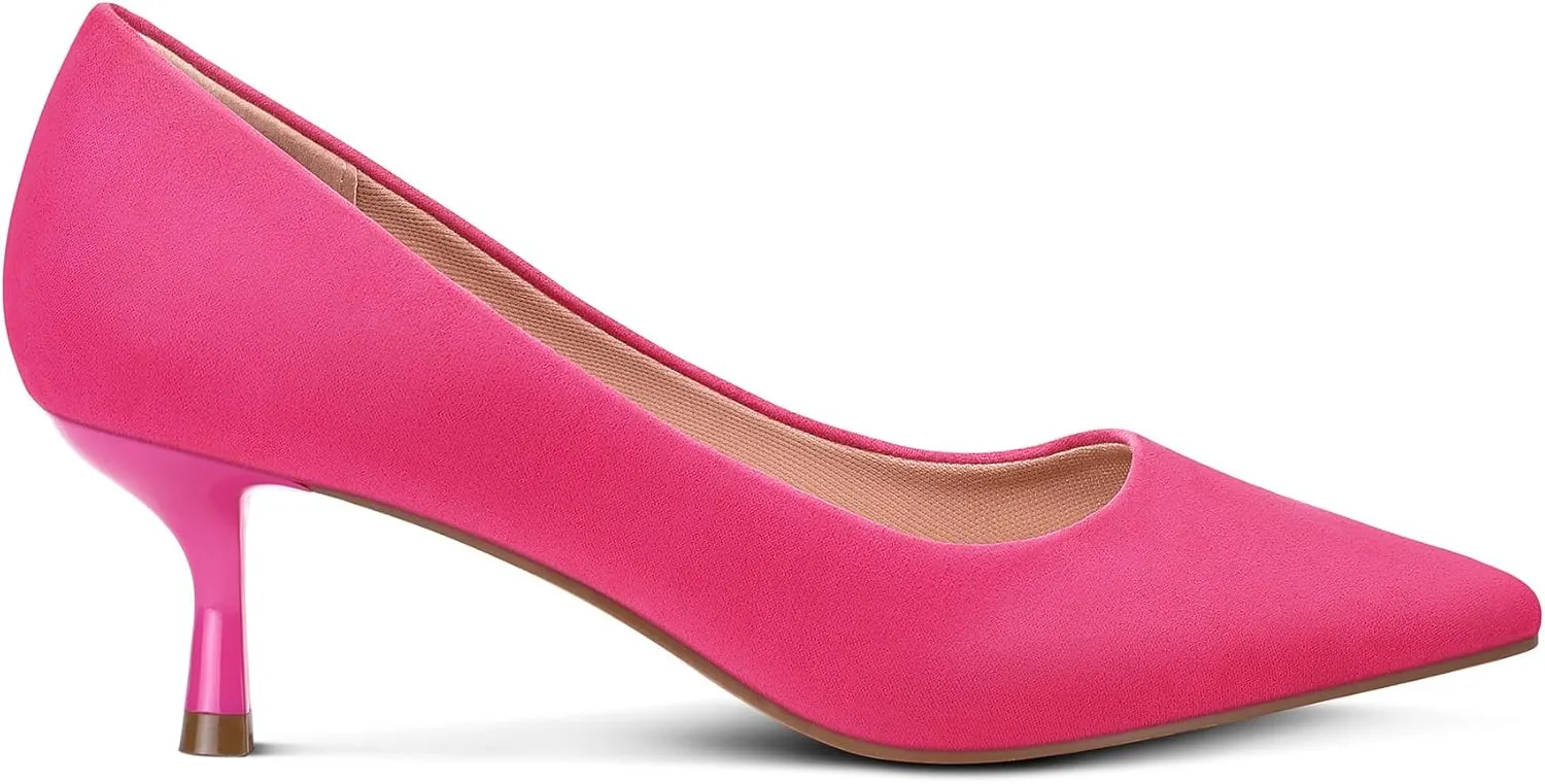 mysoft Women's Pumps 2 inch Kitten Heel Pointed Toe Low Heel Dress Shoes