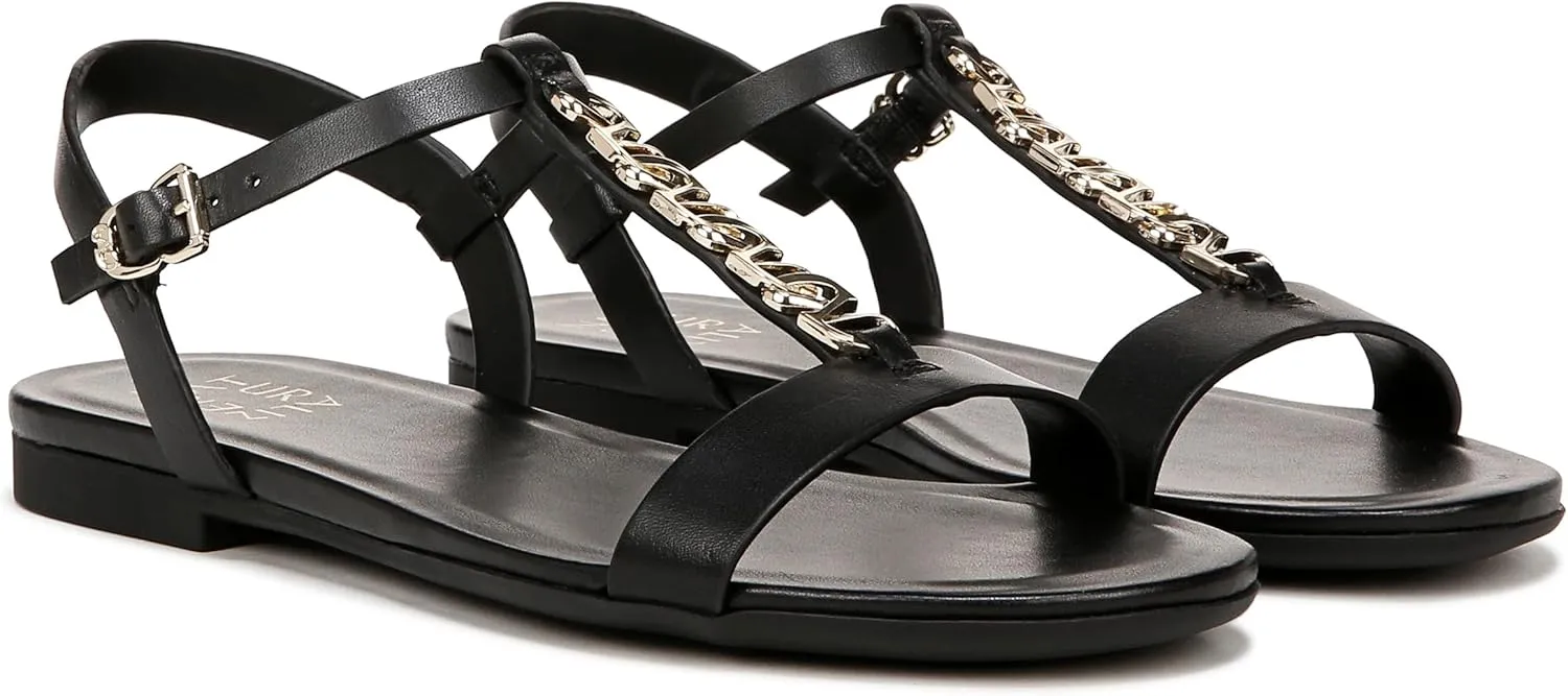 Naturalizer Womens Teach Chain-link Detail Flat Sandal